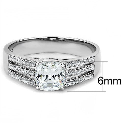 Jewellery Kingdom Ladies Cz Cushion 1.50 Carat Stainless Steel Silver Ring - Jewelry Rings - British D'sire