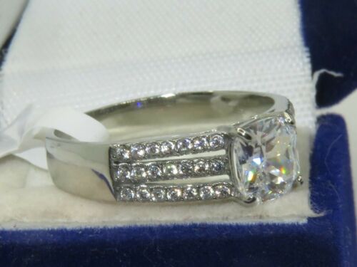 Jewellery Kingdom Ladies Cz Cushion 1.50 Carat Stainless Steel Silver Ring - Jewelry Rings - British D'sire