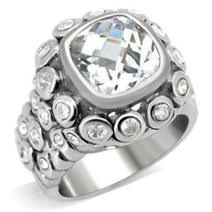 Jewellery Kingdom Ladies Cz Cushion Cut Sparkling Rhodium Pave Sale Clear 8 Ct Ring (Silver) - Rings - British D'sire