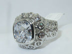 Jewellery Kingdom Ladies Cz Cushion Cut Sparkling Rhodium Pave Sale Clear 8 Ct Ring (Silver) - Rings - British D'sire
