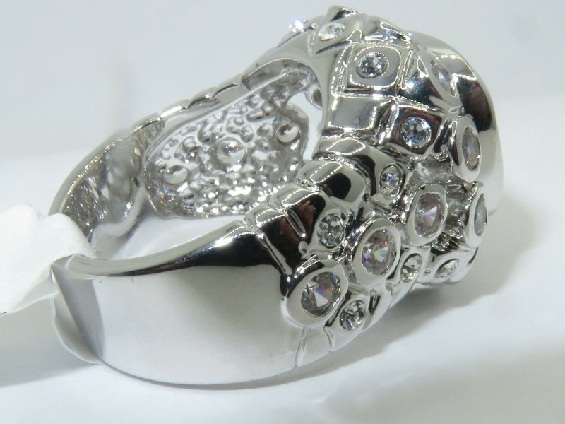 Jewellery Kingdom Ladies Cz Cushion Cut Sparkling Rhodium Pave Sale Clear 8 Ct Ring (Silver) - Rings - British D'sire