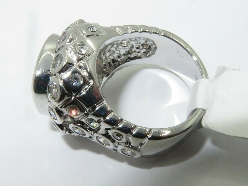 Jewellery Kingdom Ladies Cz Cushion Cut Sparkling Rhodium Pave Sale Clear 8 Ct Ring (Silver) - Rings - British D'sire