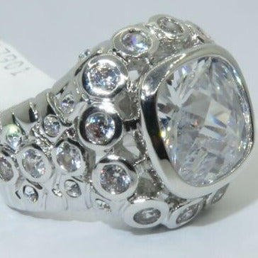 Jewellery Kingdom Ladies Cz Cushion Cut Sparkling Silver Rhodium Pave Sale Clear Ring Secondary image