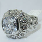 Jewellery Kingdom Ladies Cz Cushion Cut Sparkling Silver Rhodium Pave Sale Clear Ring - Jewelry Rings - British D'sire