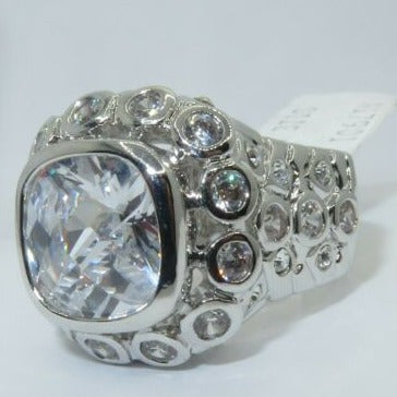 Jewellery Kingdom Ladies Cz Cushion Cut Sparkling Silver Rhodium Pave Sale Clear Ring - Jewelry Rings - British D'sire