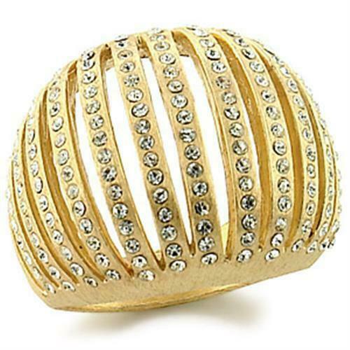 Jewellery Kingdom Ladies Cz Dome 18kt All Sizes Studded Pave Comfort Cocktail Ring (Gold) - Jewelry Rings - British D'sire Main image