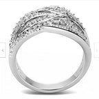 Jewellery Kingdom Ladies Cz Dome Band Rhodium Handmade Sparkling Comfort Clear Ring (Silver) - Jewelry Rings - British D'sire