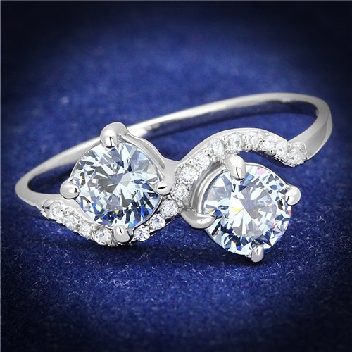 Jewellery Kingdom Ladies Cz Double Solitaire Light Amethyst Sterling Silver Handmade Ring - Jewelry Rings - British D'sire Main image