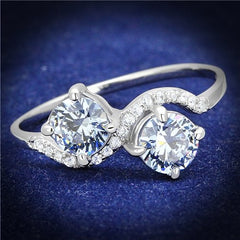 Jewellery Kingdom Ladies Cz Double Solitaire Light Amethyst Sterling Silver Handmade Ring - Jewelry Rings - British D'sire