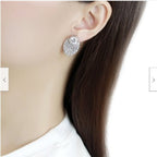 Jewellery Kingdom Ladies Cz Drop Fan Art Deco Stainless Steel Hypo Allergenic Earrings (Silver) - Earrings - British D'sire