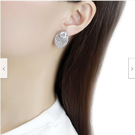 Jewellery Kingdom Ladies Cz Drop Fan Art Deco Stainless Steel Hypo Allergenic Earrings (Silver) - Earrings - British D'sire