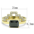 Jewellery Kingdom Ladies Cz Emerald Engagement Wedding Band Stainless Steel Ring Set (Black) - Jewelry Rings - British D'sire