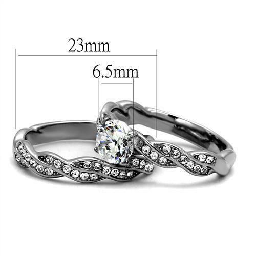 Jewellery Kingdom Ladies Cz Engagement Wedding Band 1.50 Carat Stainless Steel Ring Set - Jewelry Rings - British D'sire