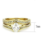Jewellery Kingdom Ladies Cz Engagement Wedding Band Solitaire Accents 18kt Steel Ring Set (Gold) - Jewelry Rings - British D'sire
