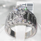 Jewellery Kingdom Ladies Cz Engagement Wide Stainless Steel 4 Carat No Tarnish Clear Ring - Engagement Rings - British D'sire