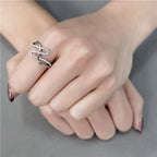Jewellery Kingdom Ladies Cz Flat Stainless Steel Silver Ring Band - Jewelry Rings - British D'sire