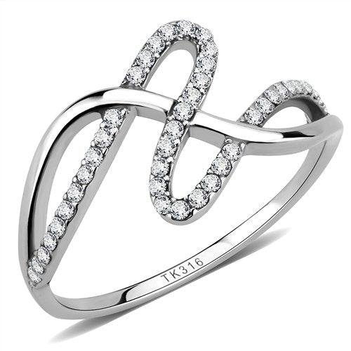 Jewellery Kingdom Ladies Cz Flat Stainless Steel Silver Ring Band - Jewelry Rings - British D'sire