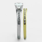 Jewellery Kingdom Ladies Cz Gold Solitaire Accents Stainless Steel Wedding Band Ring Set - Jewelry Rings - British D'sire