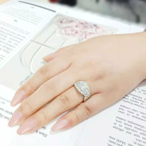 Jewellery Kingdom Ladies CZ Pave Flat Realistic Cubic Zirconia Sparkling Designer Ring (Silver) - Jewelry Rings - British D'sire