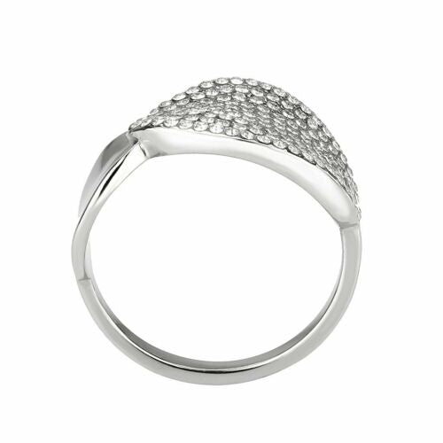 Jewellery Kingdom Ladies CZ Pave Flat Realistic Cubic Zirconia Sparkling Designer Ring (Silver) - Jewelry Rings - British D'sire