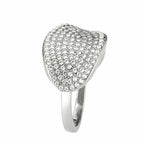 Jewellery Kingdom Ladies CZ Pave Flat Realistic Cubic Zirconia Sparkling Designer Ring (Silver) - Jewelry Rings - British D'sire