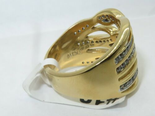 Jewellery Kingdom Ladies Cz Pave Wide 18kt Steel Band Clear Cubic Zirconia All Size Ring (Gold) Secondary image