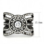 Jewellery Kingdom Ladies Cz Princess Cut Stainless Steel Sparkling White Clear Ring (Black) - Jewelry Rings - British D'sire