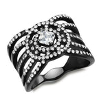 Jewellery Kingdom Ladies Cz Princess Cut Stainless Steel Sparkling White Clear Ring (Black) - Jewelry Rings - British D'sire