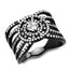 Jewellery Kingdom Ladies Cz Princess Cut Stainless Steel Sparkling White Clear Ring (Black) - Jewelry Rings - British D'sire