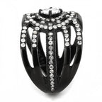 Jewellery Kingdom Ladies Cz Princess Cut Stainless Steel Sparkling White Clear Ring (Black) - Jewelry Rings - British D'sire