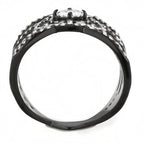 Jewellery Kingdom Ladies Cz Princess Cut Stainless Steel Sparkling White Clear Ring (Black) - Jewelry Rings - British D'sire