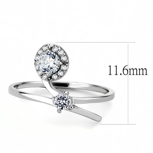 Jewellery Kingdom Ladies Cz Ring Band Solitaire Accents Stainless Steel Silver Pretty Elegant 260 Secondary image