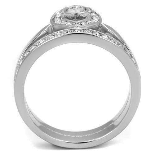 Jewellery Kingdom Ladies Cz Ring Bezel Silver Illusion Pave Stainless Steel Unique Flat Secondary image