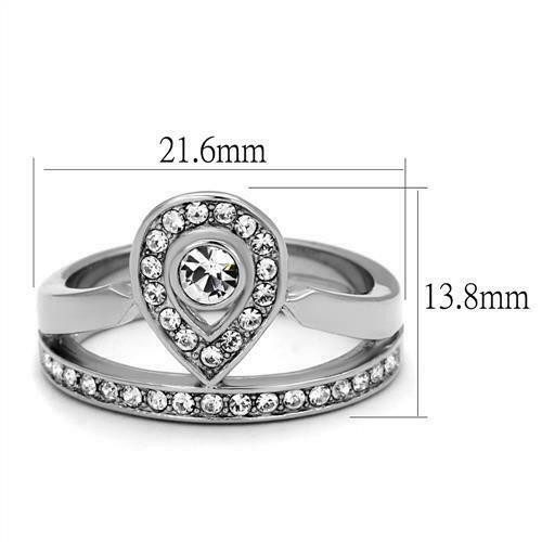 Jewellery Kingdom Ladies Cz Ring Bezel Silver Illusion Pave Stainless Steel Unique Flat - Jewelry Rings - British D'sire Main image