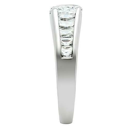 Jewellery Kingdom Ladies Cz Ring Emerald Cut Solitaire Accents Silver Rhodium Engagement - Jewelry Rings - British D'sire Main image