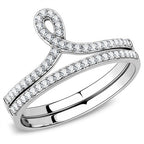 Jewellery Kingdom Ladies Cz Silver Engagement Wedding Band Set Flat 2pc Stainless Steel Ring - Jewelry Rings - British D'sire