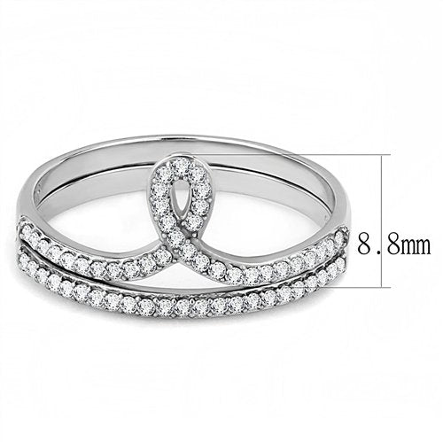 Jewellery Kingdom Ladies Cz Silver Engagement Wedding Band Set Flat 2pc Stainless Steel Ring - Jewelry Rings - British D'sire