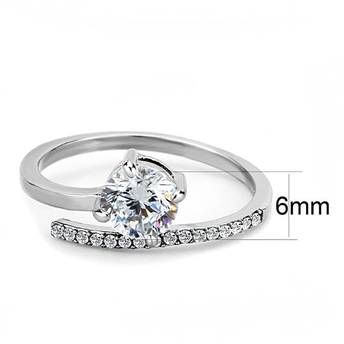 Jewellery Kingdom Ladies Solitaire 2 Carat Stainless Steel Pave Sparkling Ring (Silver) Secondary image