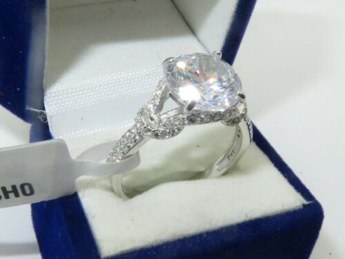 Jewellery Kingdom Ladies Cz Solitaire Sterling Silver 3 Carat Accents Stamped Sparkling Ring - Jewelry Rings - British D'sire