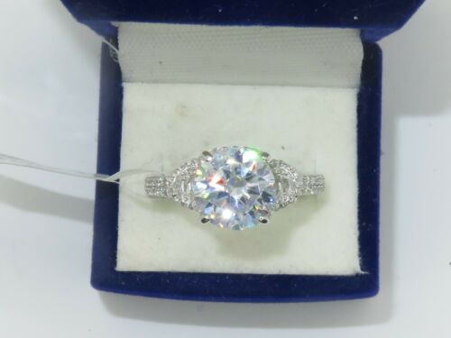 Jewellery Kingdom Ladies Cz Solitaire Sterling Silver 3 Carat Accents Stamped Sparkling Ring - Jewelry Rings - British D'sire
