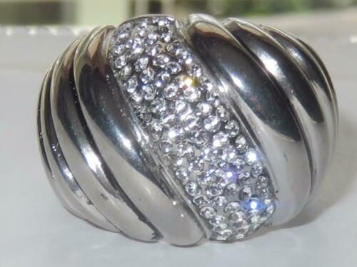 Jewellery Kingdom Ladies Cz Stainless Steel Silver Sparkling Dome Ring - Jewelry Rings - British D'sire Main image