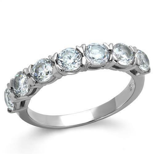 Jewellery Kingdom Ladies Cz Stainless Steel Swirl Pave Band Elegant Flat Ring (Silver) - Jewelry Rings - British D'sire
