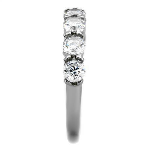 Jewellery Kingdom Ladies Cz Stainless Steel Swirl Pave Band Elegant Flat Ring (Silver) - Jewelry Rings - British D'sire