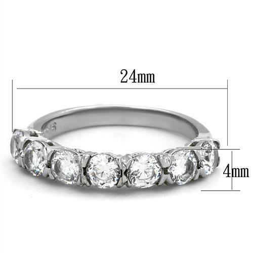 Jewellery Kingdom Ladies Cz Stainless Steel Swirl Pave Band Elegant Flat Ring (Silver) - Jewelry Rings - British D'sire