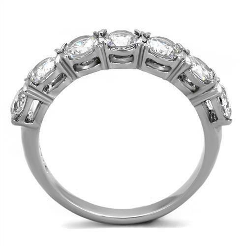 Jewellery Kingdom Ladies Cz Stainless Steel Swirl Pave Band Elegant Flat Ring (Silver) - Jewelry Rings - British D'sire