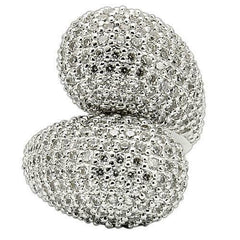 Jewellery Kingdom Ladies Cz Statement Silver Rhodium Pave Ultra Sparkling Chunky Cocktail Ring - Jewelry Rings - British D'sire