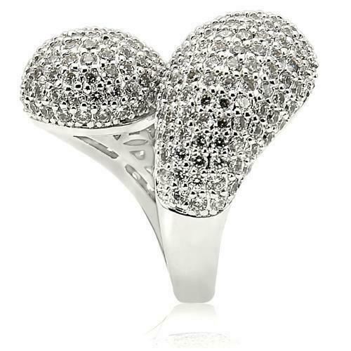 Jewellery Kingdom Ladies Cz Statement Silver Rhodium Pave Ultra Sparkling Chunky Cocktail Ring - Jewelry Rings - British D'sire
