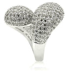 Jewellery Kingdom Ladies Cz Statement Silver Rhodium Pave Ultra Sparkling Chunky Cocktail Ring - Jewelry Rings - British D'sire