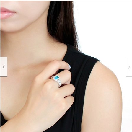 Jewellery Kingdom Ladies Cz Sterling Silver Emerald Engagement Wedding Band Ring Set (Blue Topaz) Secondary image