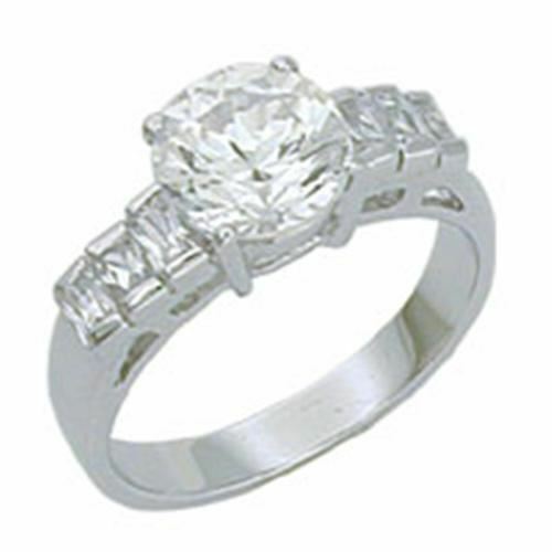 Jewellery Kingdom Ladies Cz Sterling Silver Stamped Round Emerald Cut 3.50 Carat Ring - Jewelry Rings - British D'sire Main image